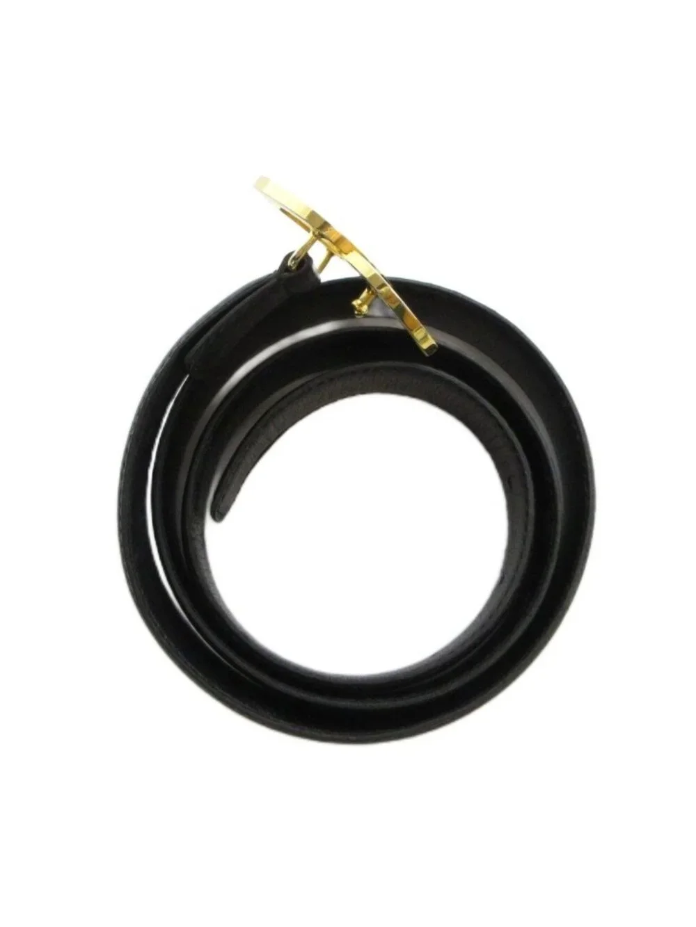 Chanel Belt CC Logo Gold Leather 75 30 Black